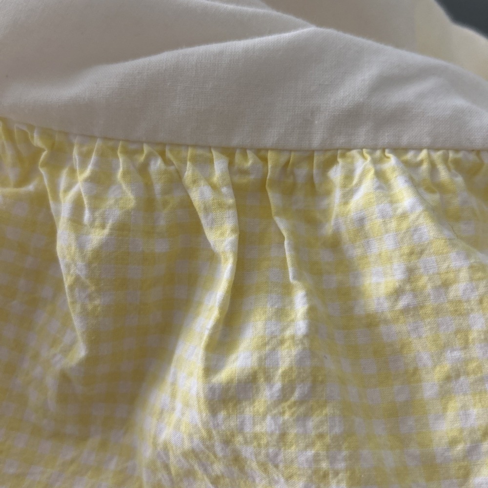 Pottery Barn Kids Crib Bedskirt Yellow gingham 100% Cotton Baby Nursery
